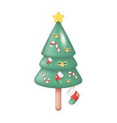 3d Decorated Christmas Tree With Santa Stockings