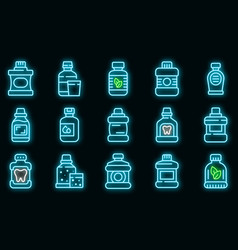 Mouthwash Icons Set Neon