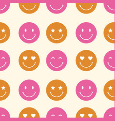 Smiley Faces Retro Pattern Groovy Background