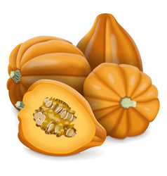 Whole And Half Of Gold Acorn Squash Or Honey Bear