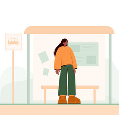 Woman Waiting For Bus