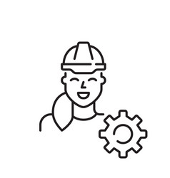 Woman Wearing Hard Hat And Cogwheel Icon