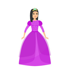 Young Princess Fabulous In Purple Dress Cartoon