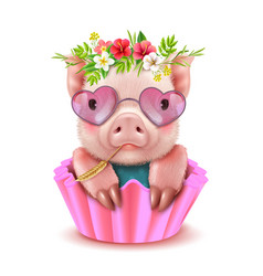 Cute Pig Realistic Portrait