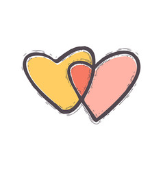 Hand Drawing Two Hearts Doodle Icon