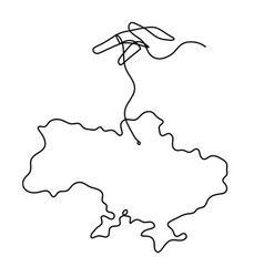 Map Of Ukraine With Hand As Line Drawing On White