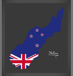 Nelson New Zealand Map With National Flag