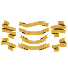 Set Of Golden Ribbons Scroll Banner