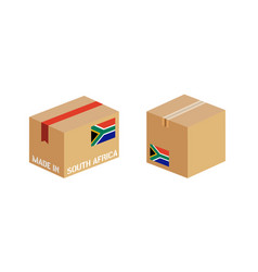 Box With South Africa Flag Icon Set Cardboard