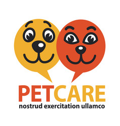 Pat Care Emblem With Dog And Cat Faces In Circles