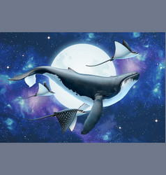 Whale Flying Through The Moon