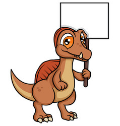 Dinosaur Holding Empty Sign Cartoon Clip Art