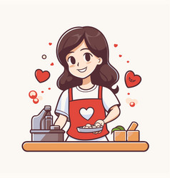 Cute Girl Baking Cookies In The Kitchen