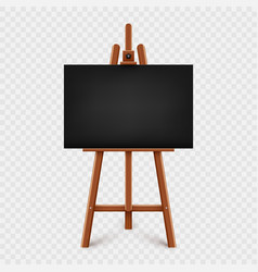 Realistic Paint Desk With Blank Black Canvas