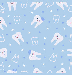 Tooth Cute Kawaii Seamless Pattern For Kids