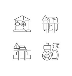 Safety Precaution At Home Linear Icons Set