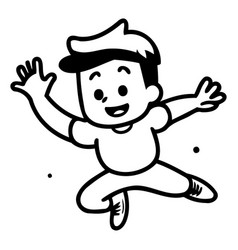 Cute Little Boy Jumping In The Air Cartoon