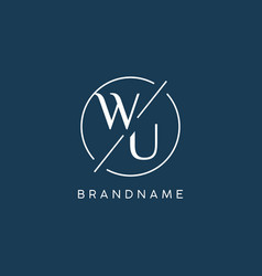 Initial Letter Wu Logo Monogram With Circle Line