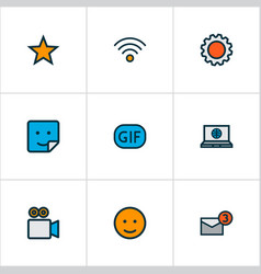 Network Icons Colored Line Set With Sticker