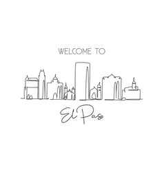 One Single Line Drawing El Paso City Skyline