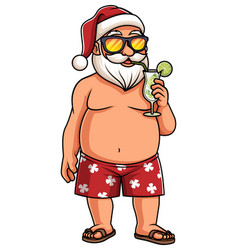 Summer Santa Claus Drinking Mojito Cartoon Clip