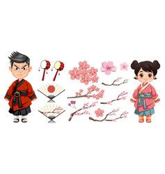 Asian Girl And Boy Cartoon Characters