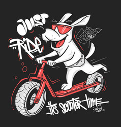 Cartoon Dog Riding A Scooter T-shirt Design