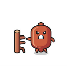 Sausage Cartoon As A Karate Fighter