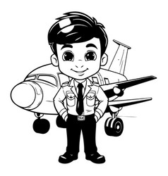 Businessman With Airplane On The Background In A