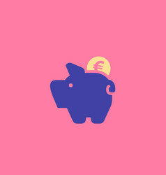 Piggy Bank Icon With Currency Symbol In Flat Syle