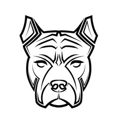 Black And White Line Art Of Pitbull Dog Head Good