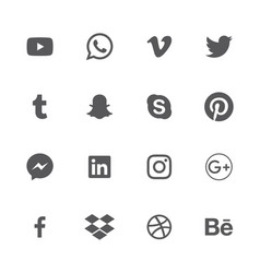 Grey Social Media Icons Reverse Alphabetical Order