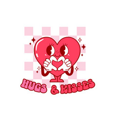 Retro Groovy Valentine Day Quote Hugs And Kisses