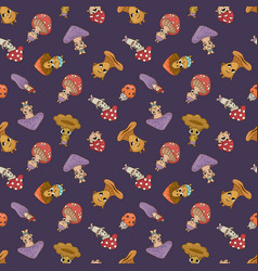 Seamless Pattern With Mushroom Characters