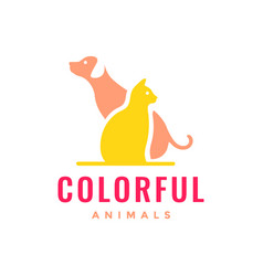 Cat And Dog Pets Colorful Modern Simple Mascot