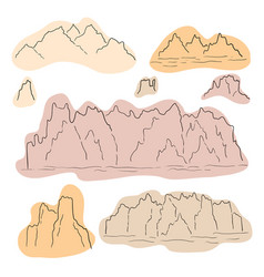 Mountains Hand Drawn Line Art