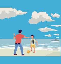 Parent And Kid Cartoon Man Playing Football