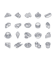 Set Of Line Art Food Icons