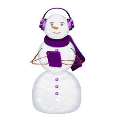 Snowman With Headphones Purple Scarf And Mobile