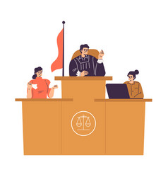 Litigation With Man Judge Character At Desk