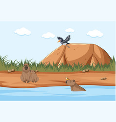 Wetland Forest Scene With Capybara