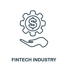 Fintech Industry Line Icon Monochrome Simple