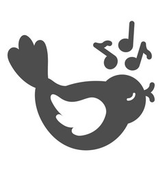 Singing Bird With Musical Notes Solid Icon