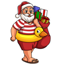 Summer Santa Claus Holding Gift Bag Cartoon Clip