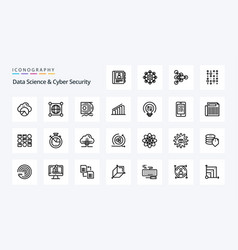 25 Data Science And Cyber Security Line Icon Pack