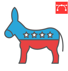 Democratic Donkey Color Line Icon Election