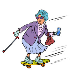 Grandma Rides A Skateboard Active Recreation