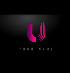 U Magenta Lines Letter Logo Creative Line Letters