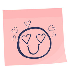 Heart Eyes Emoji Doodle On Color Sticky Note