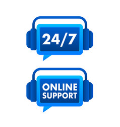 24 7 And Online Support Icons With Headphones